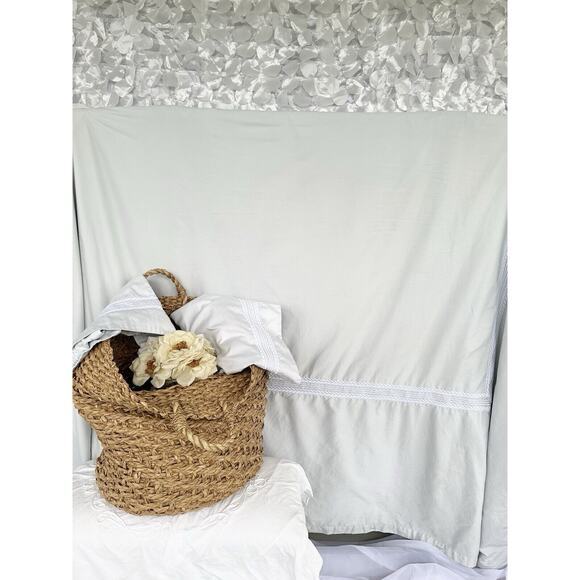 KING SATEEN Embroidered Duvet Cover 2 Sham LONG STAPLE 100% Cotton Laurel - Picture 1 of 7